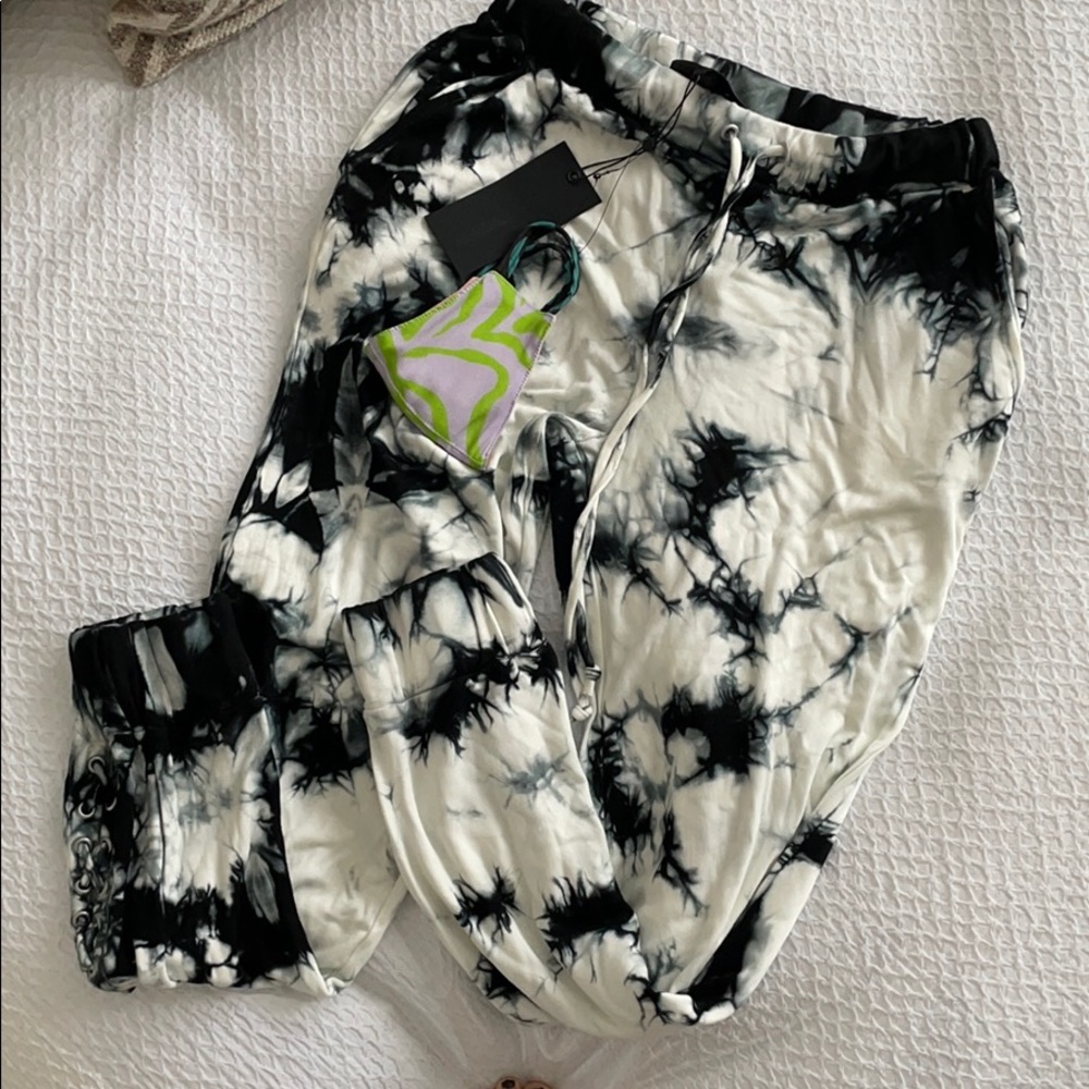 Kendall and kylie black and white tie dye joggers
